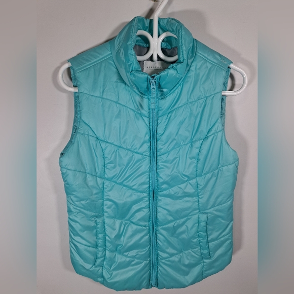 3/$15 Aeropostle Blue Zip Up Puff Vest Medium - Picture 1 of 8